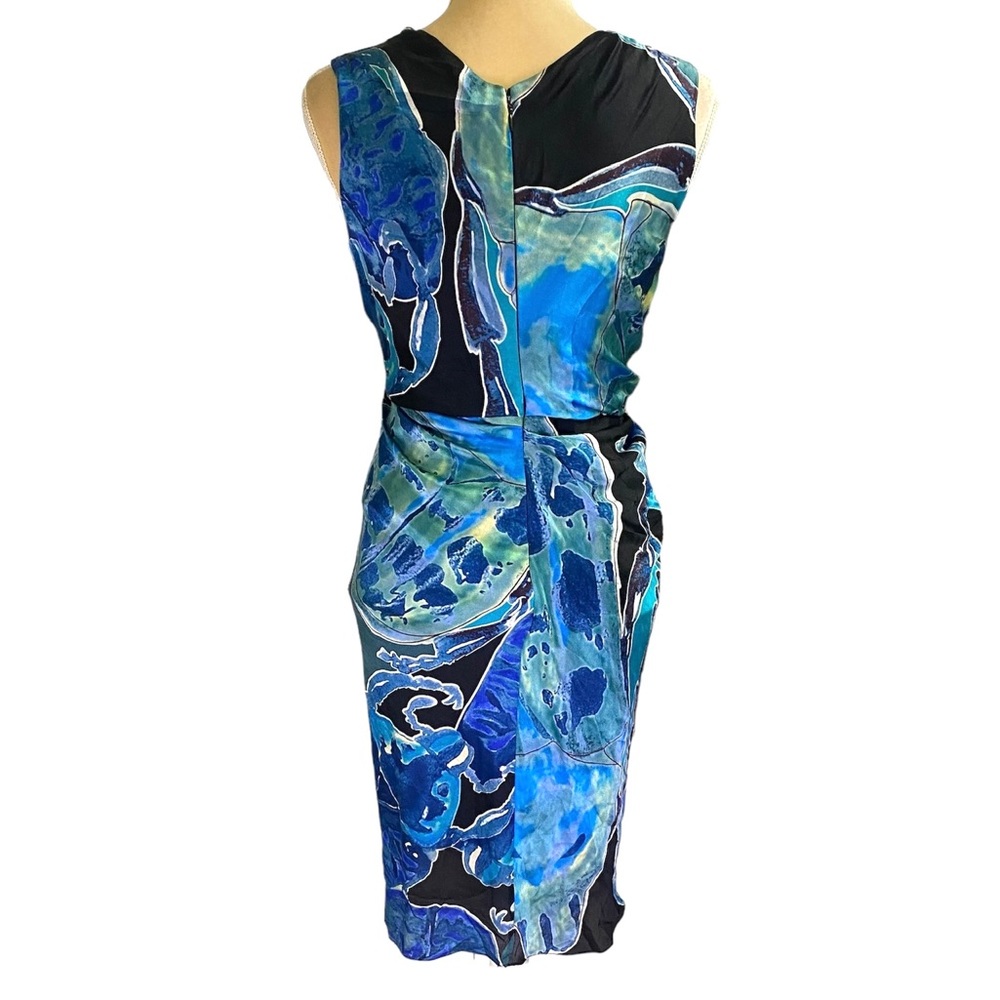 Diane Von Furstenberg Silk Drapey Watercolor Print Dress - Picture 3 of 11